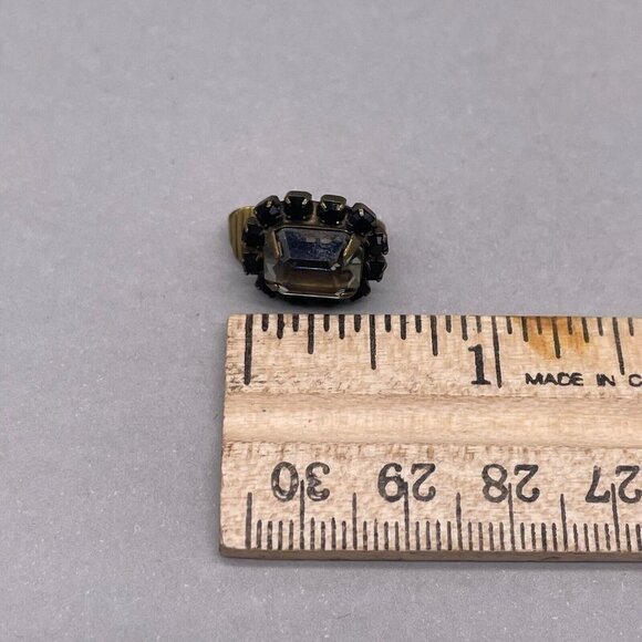 Liz Palacios Faceted Clear and Black Crystal Clip on Earrings - Picture 3 of 3